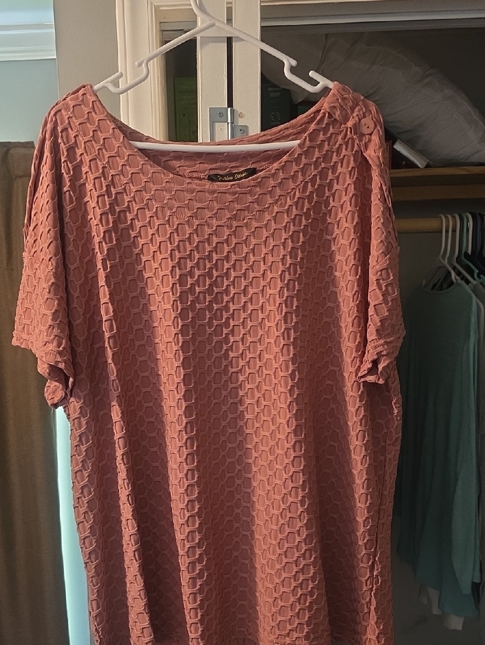 Textured Short-Sleeve Tunic in Dusty Rose by Madison